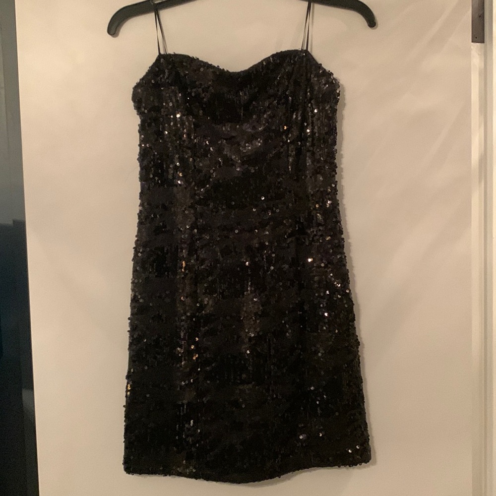 Guess Black Sequined Strapless Mini Dress Worn Once EUC Size 6 Great Dress